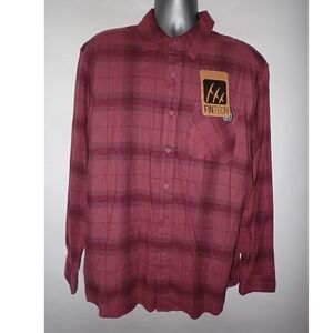 Fintech Woodsman Men's Long Sleeve Plaid Flannel Button Down Shirt Burgundy XL